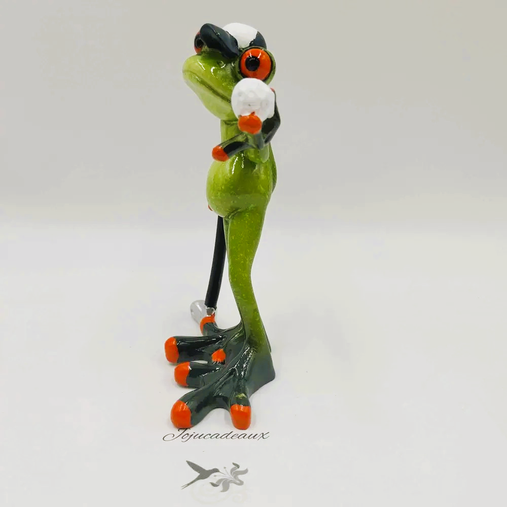 Grenouille Golfeur en résine 14CM