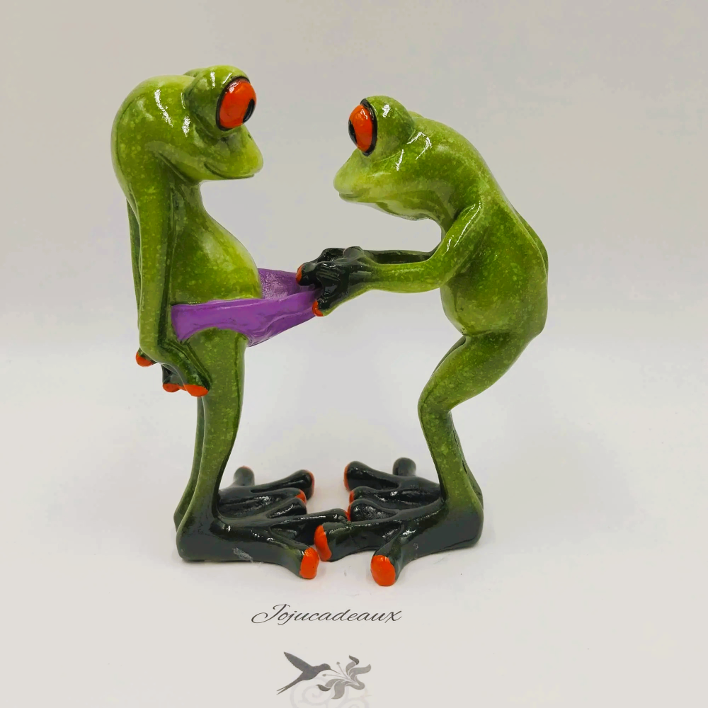 Couple Grenouilles résine 13CM