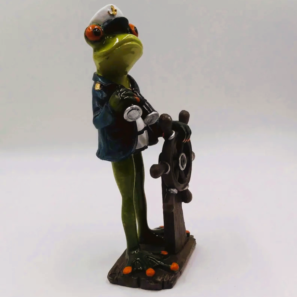 Grenouille Capitaine de bateau résine 18 CM
