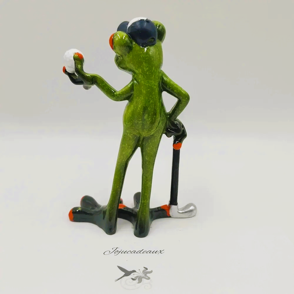 Grenouille Golfeur en résine 14CM