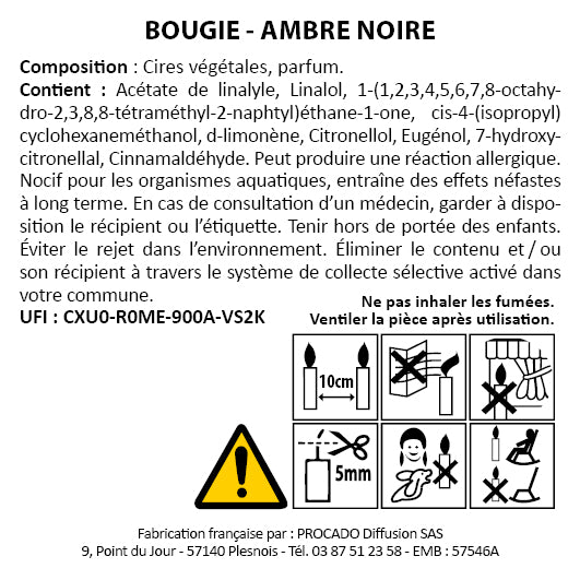 Bougie Le mur des je t'aime 180 g Ambre Noire