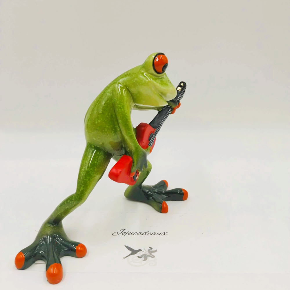 Grenouille Guitariste résine 13CM