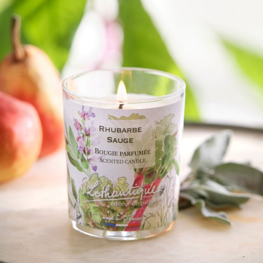 Bougie RHUBARBE SAUGE, Jardin d'aquarelles, Lothantique.