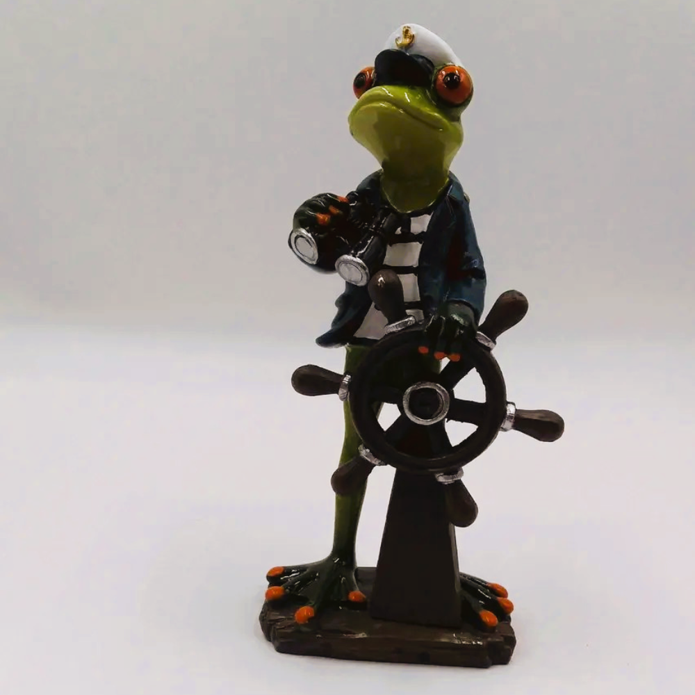 Grenouille Capitaine de bateau résine 18 CM