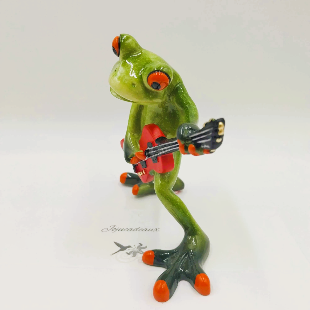 Grenouille Guitariste résine 13CM