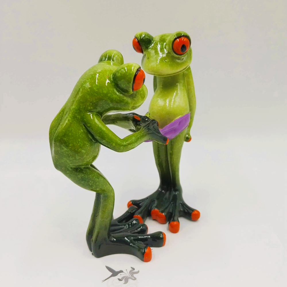 Couple Grenouilles résine 13CM