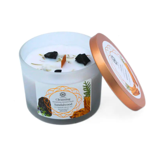Bougie Parfumée Green Tree – Purification au Bois de Santal, Tourmaline Noire