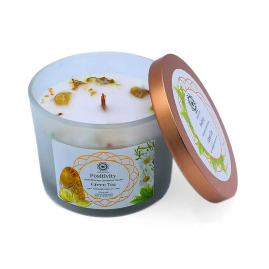 Bougie Parfumée Green Tree – Positivité au Thé Vert, Citrine