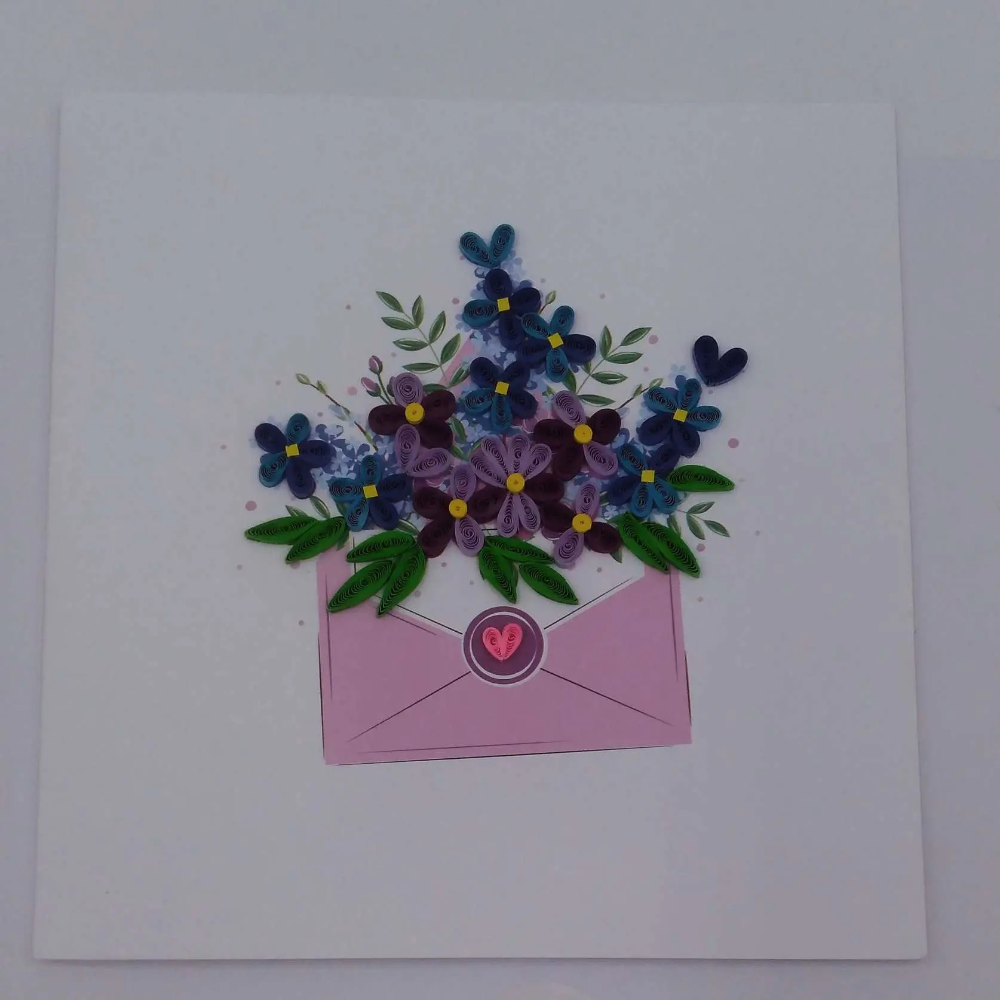 Carte, Les Petits Pétales "N°05C Lettre fleurie