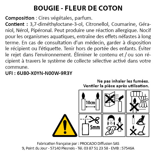 Bougie Le mur des je t'aime 180 g Fleur de Coton