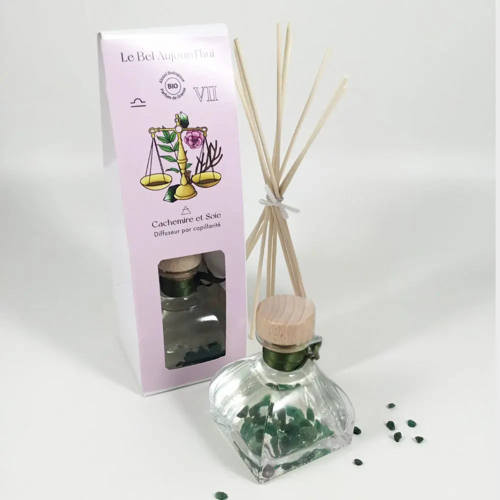 Balance, Diffuseur 100 ml et Pierres Aventurine, Cachemire et Soie