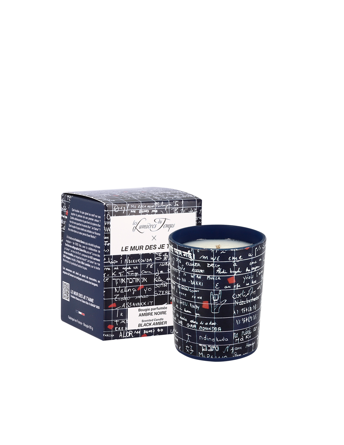 Bougie Le mur des je t'aime 90 g Ambre Noire