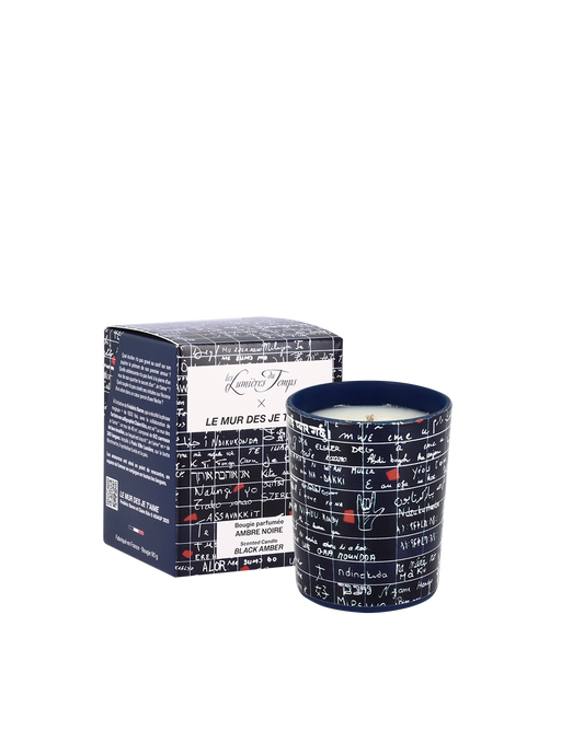Bougie Le mur des je t'aime 90 g Ambre Noire