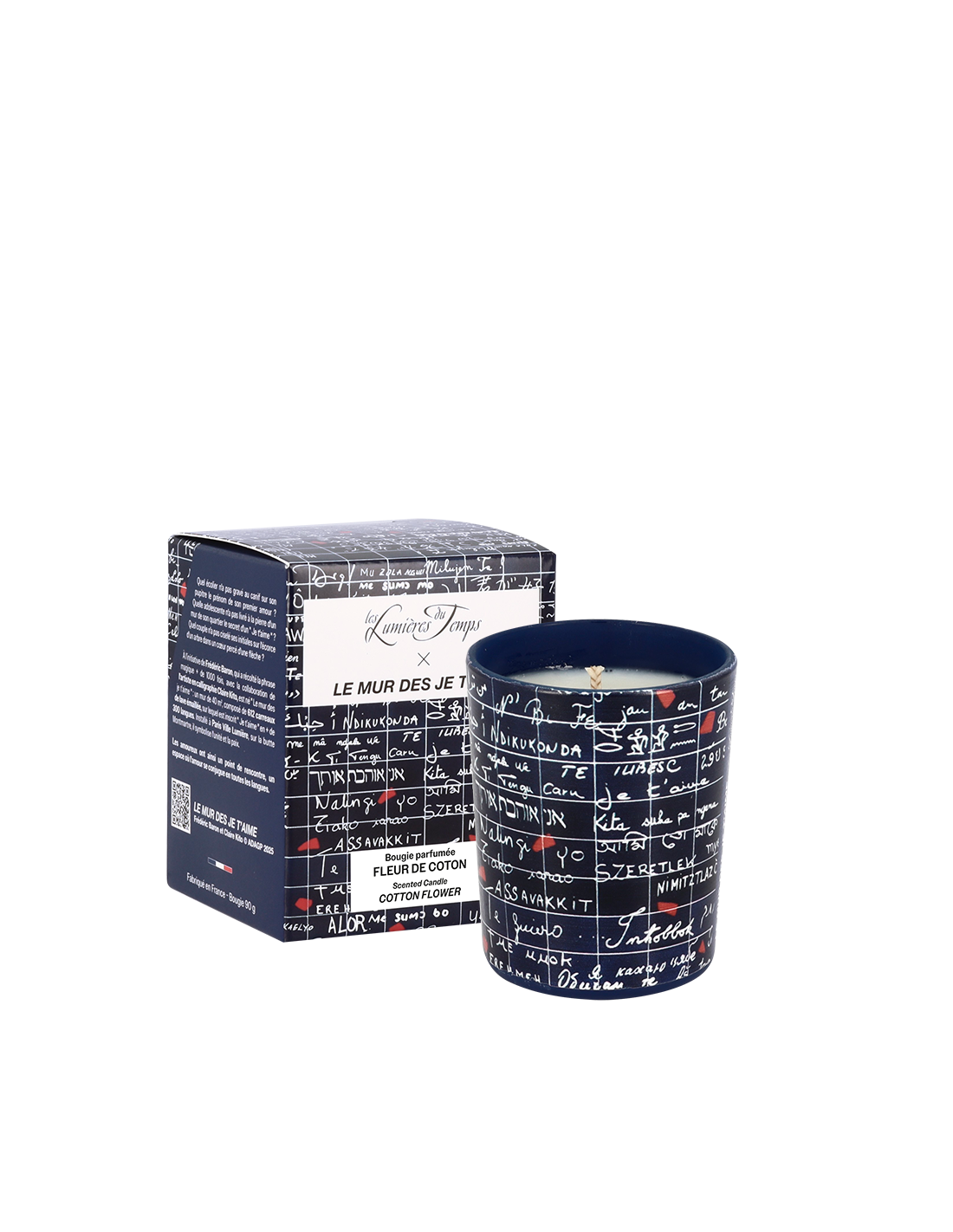 Bougie Le mur des je t'aime 90 g Fleur de Coton
