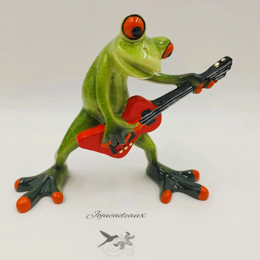 Grenouille Guitariste résine 13CM