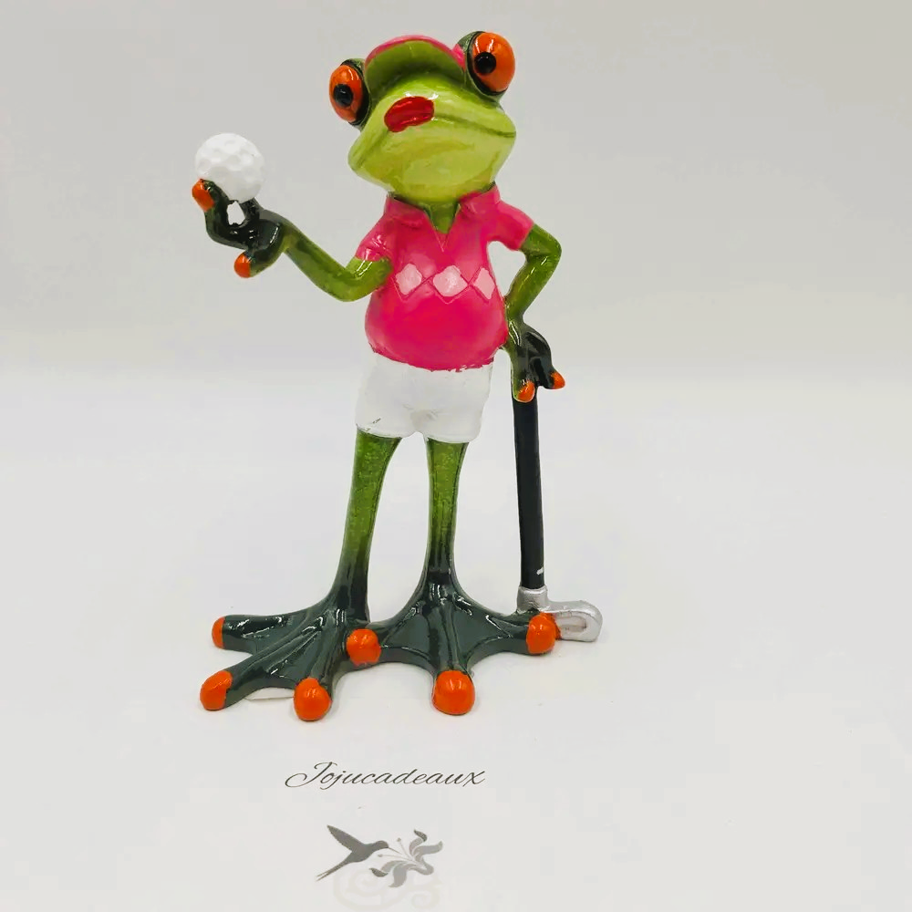 Grenouille Golfeuse en résine 14CM