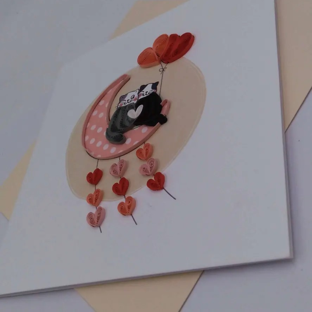 Carte, Les Petits Pétales "N°26C Couple Chat Love