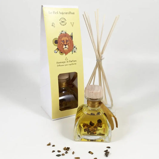 Lion, Diffuseur 100 ml et Pierres Oeil de Tigre, Sauvage, le Parfum