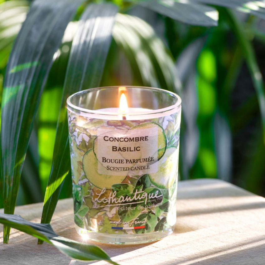 Bougie CONCOMBRE BASILIC, Jardin d'aquarelles, Lothantique.