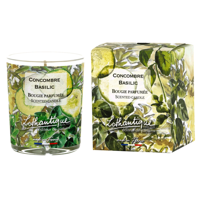 Bougie CONCOMBRE BASILIC, Jardin d'aquarelles, Lothantique.