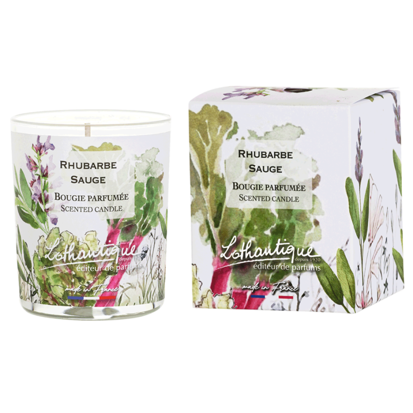 Bougie RHUBARBE SAUGE, Jardin d'aquarelles, Lothantique.