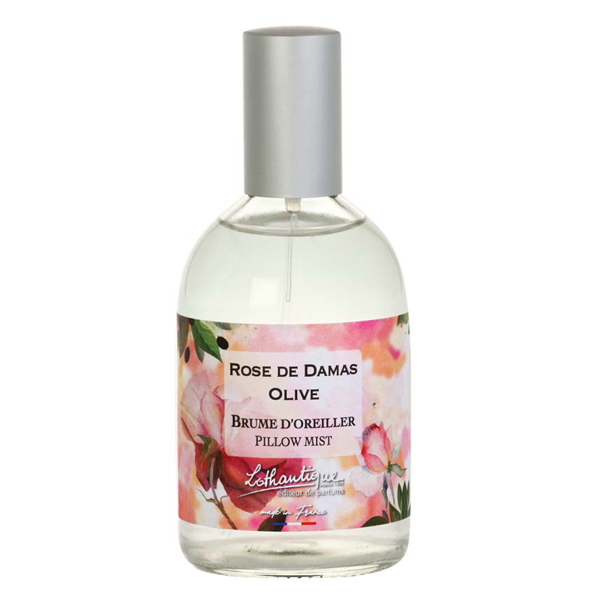 Brume d'oreiller ROSE DE DAMAS OLIVE, Jardin d'aquarelles, Lothantique.