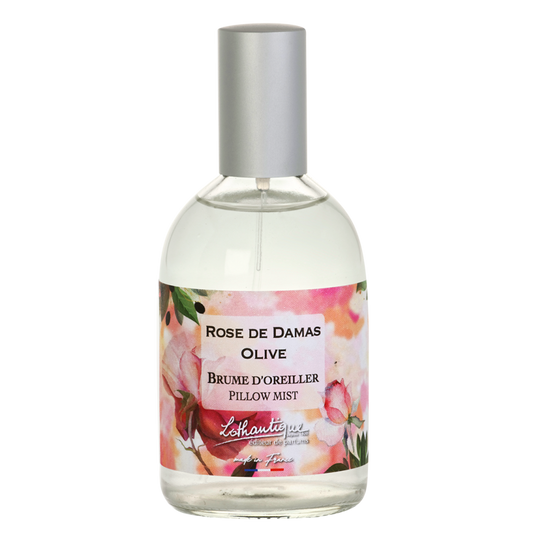 Brume d'oreiller ROSE DE DAMAS OLIVE, Jardin d'aquarelles, Lothantique.