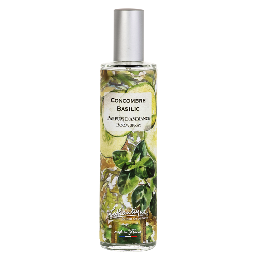 Parfum d'ambiance CONCOMBRE BASILIC, Jardin d'aquarelles, Lothantique.
