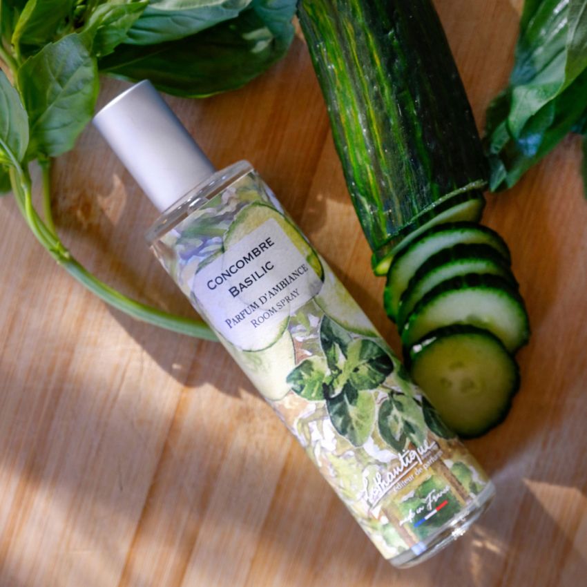 Parfum d'ambiance CONCOMBRE BASILIC, Jardin d'aquarelles, Lothantique.