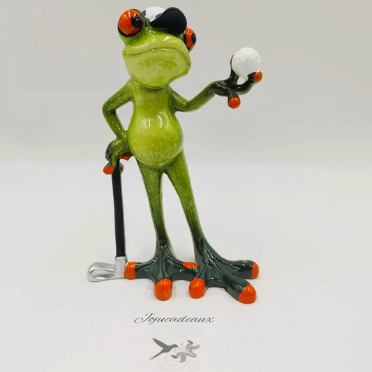 Grenouille Golfeur en résine 14CM