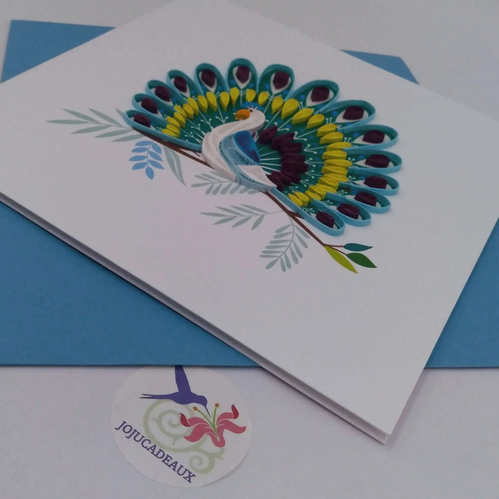 Carte, Les Petits Pétales "N°03C Paon
