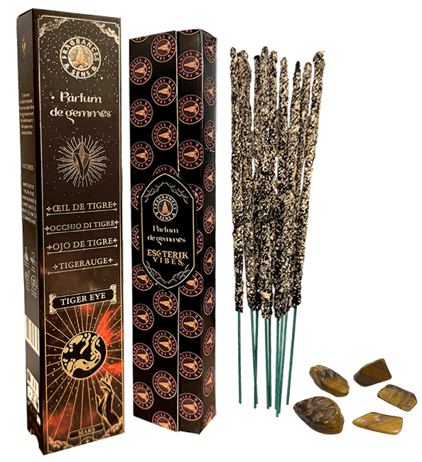 Encens Fragrances & Sens Parfum de Gemmes Œil du Tigre 9 batônnets 20g