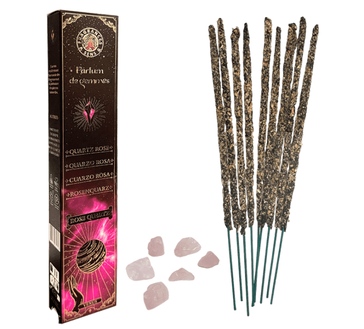 Encens Fragrances & Sens Parfum de Gemmes Quartz Rose 9 batônnets 20g