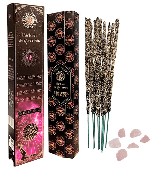 Encens Fragrances & Sens Parfum de Gemmes Quartz Rose 9 batônnets 20g
