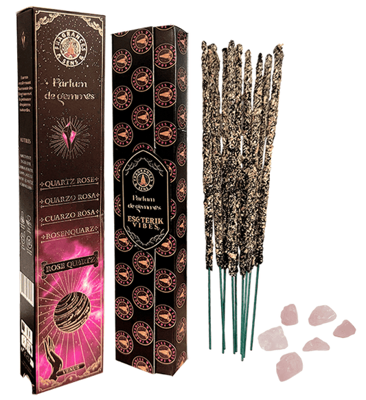 Encens Fragrances & Sens Parfum de Gemmes Quartz Rose 9 batônnets 20g