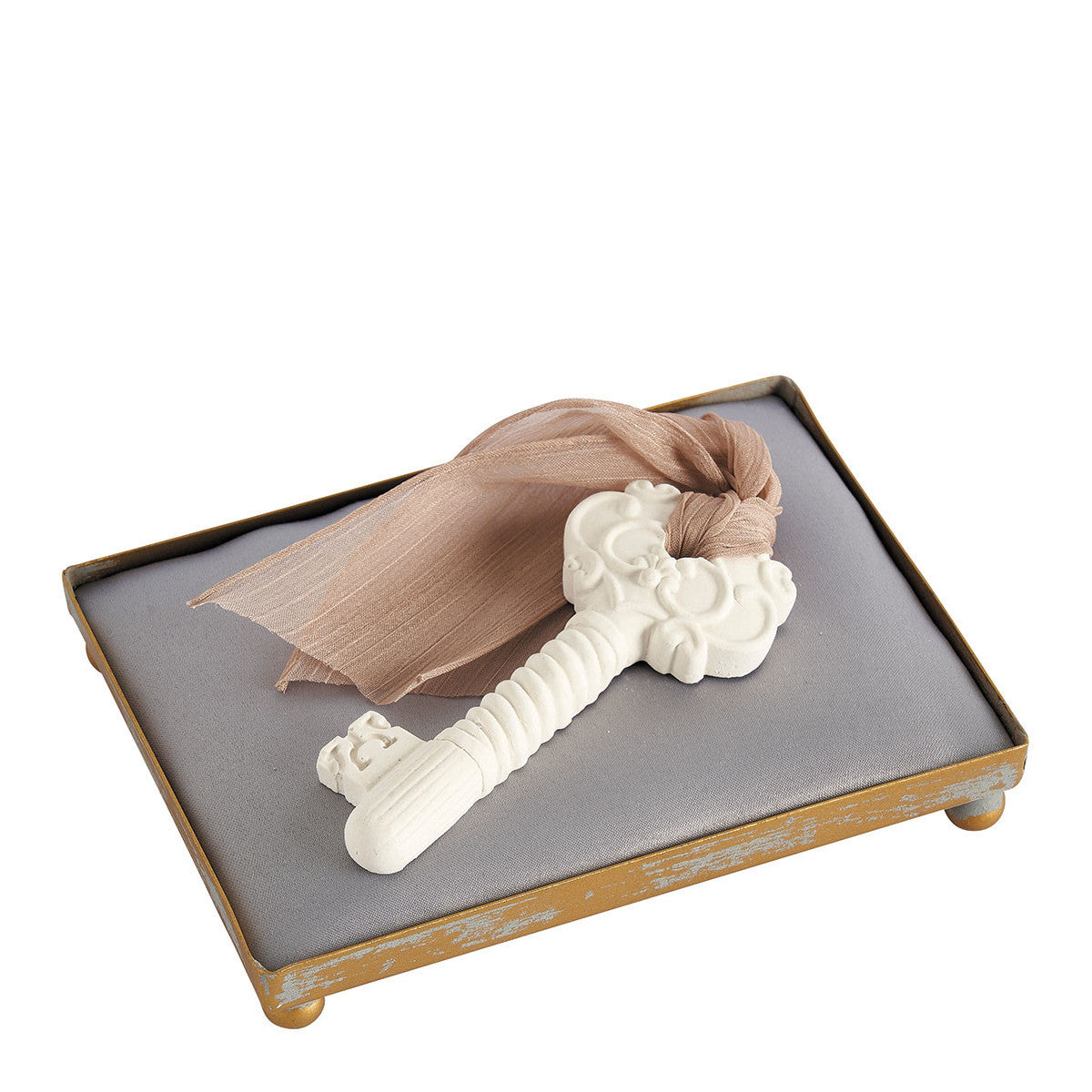 Plateau rectangulaire tapisser pour décor parfumé couleur Grise