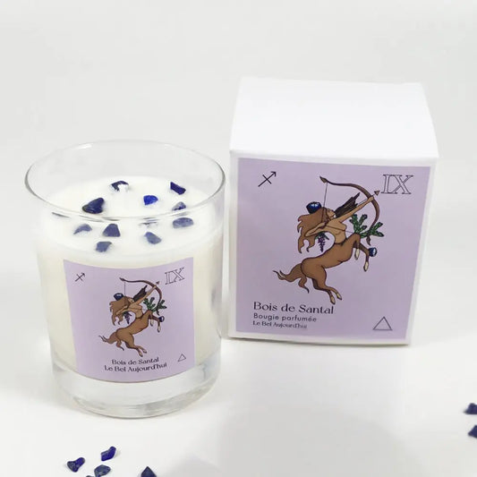 Sagittaire, Bougie et Pierres Lapis-Lazuli, Bois de Santal