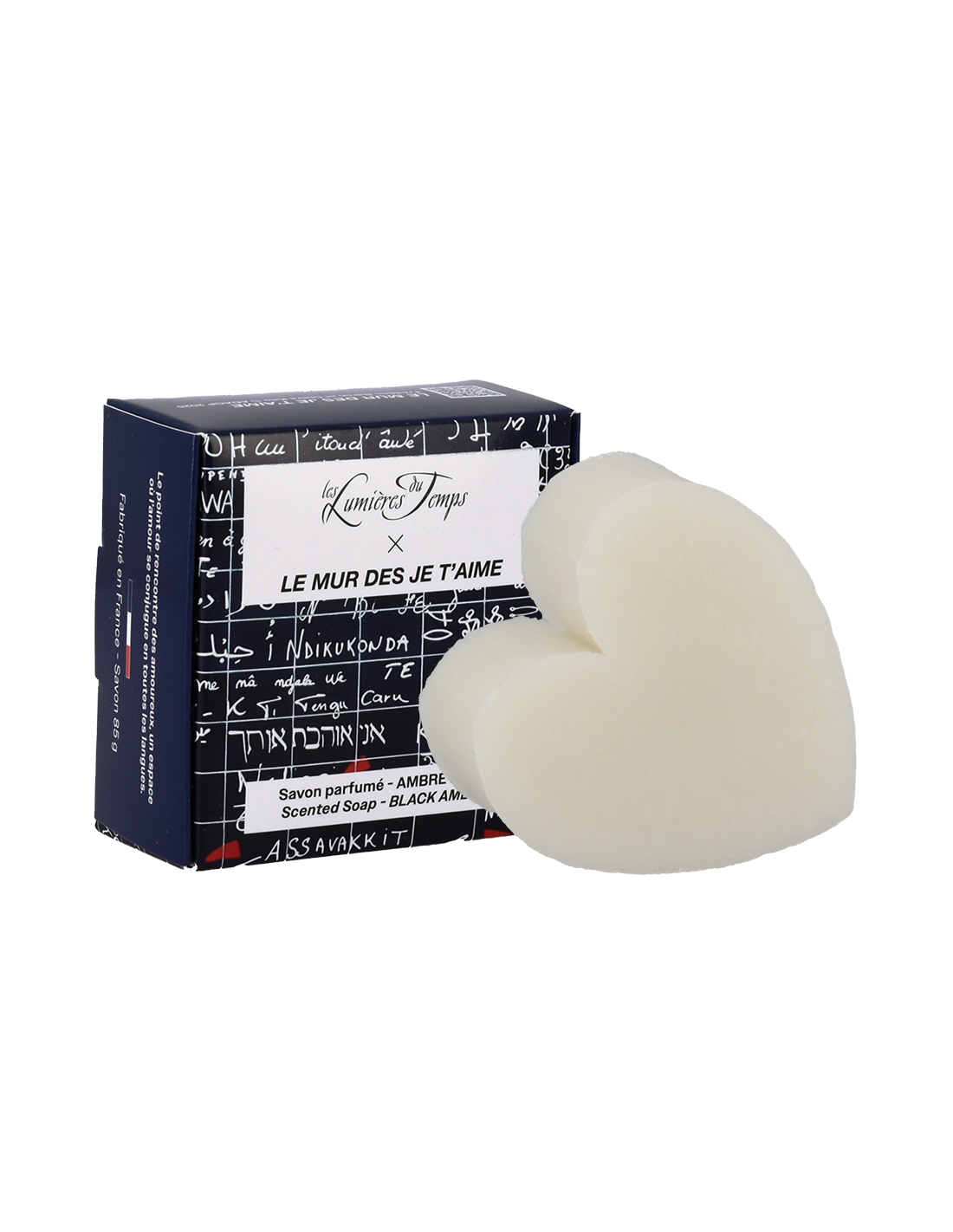 Savon Solide Cœur Le mur des je t'aime 85 g Ambre Noire