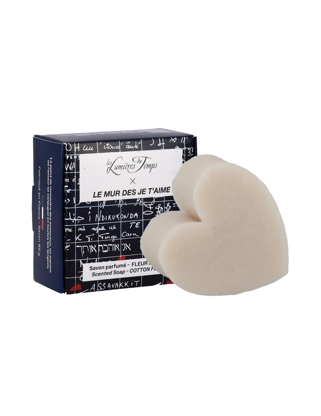 Savon Solide Cœur Le mur des je t'aime 85 g Fleur de Coton