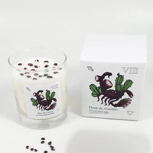 Scorpion, Bougie et Pierres Grenat, Fleur de Cactus