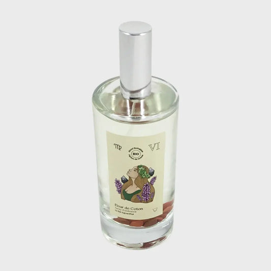 Vierge, Spray d’Ambiance et Pierres Jaspe Rouge, Fleur de Coton