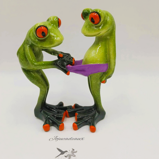 Couple Grenouilles résine 13CM