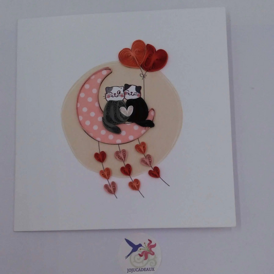 Carte, Les Petits Pétales "N°26C Couple Chat Love