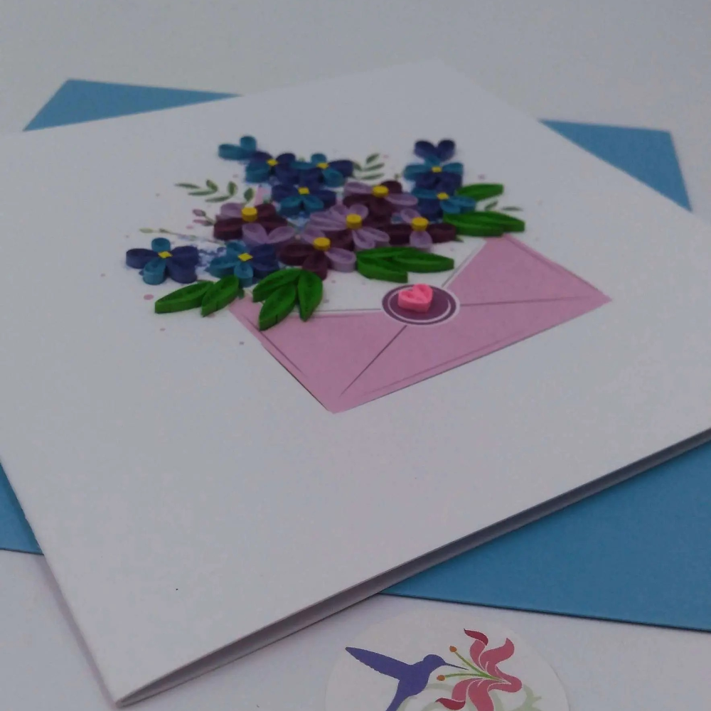 Carte, Les Petits Pétales "N°05C Lettre fleurie